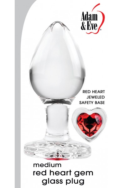 Red Heart Gem Glass Plug - Medium