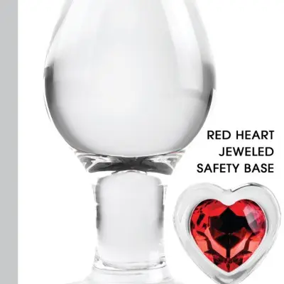 Red Heart Gem Glass Plug - Medium
