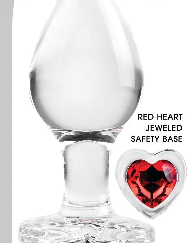 Red Heart Gem Glass Plug - Medium
