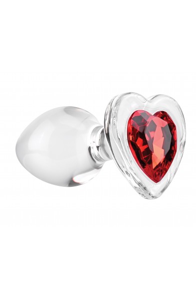 Red Heart Gem Glass Plug - Medium