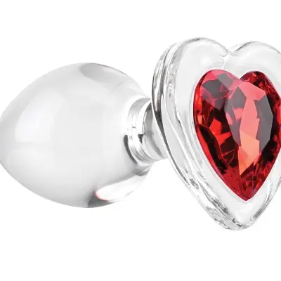 Red Heart Gem Glass Plug - Medium