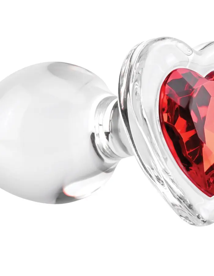 Red Heart Gem Glass Plug - Medium
