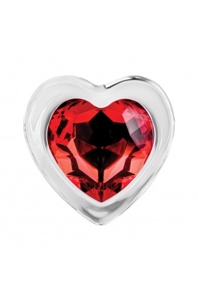 Red Heart Gem Glass Plug - Medium