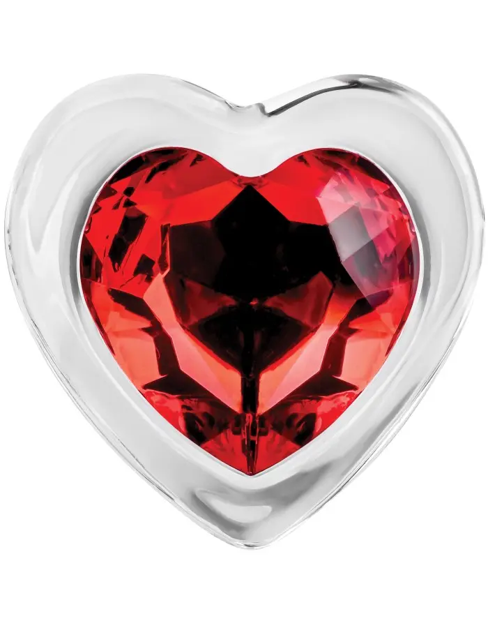 Red Heart Gem Glass Plug - Medium