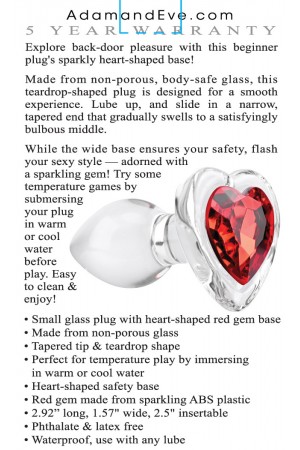 Red Heart Gem Glass Plug - Small