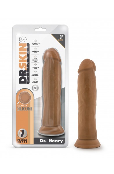 Dr. Skin Silicone - Dr. Henry - 9 Inch Dildo With  Suction Cup - Mocha