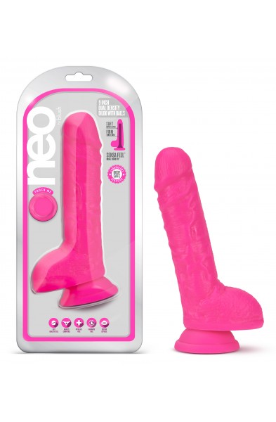 Neo - 9 Inch Dual Density Dildo - Neon Pink