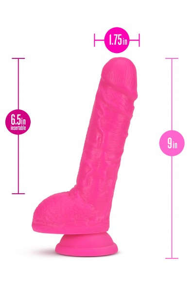 Neo - 9 Inch Dual Density Dildo - Neon Pink