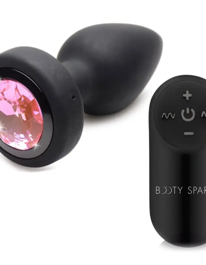 28x Silicone Vibrating Pink Gem Anal Plug With  Remote - Small