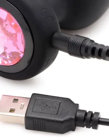 28x Silicone Vibrating Pink Gem Anal Plug With  Remote - Small