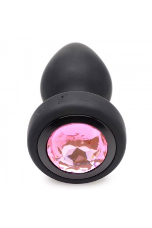 28x Silicone Vibrating Pink Gem Anal Plug With  Remote - Small