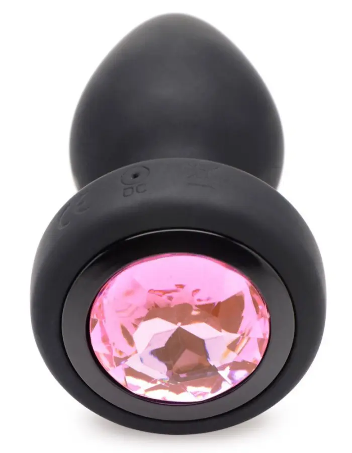 28x Silicone Vibrating Pink Gem Anal Plug With  Remote - Small
