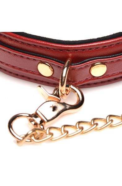 6 Piece Burgundy Bondage Set Burgundy Cuffs,  Collar and Leash