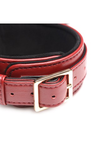 6 Piece Burgundy Bondage Set Burgundy Cuffs,  Collar and Leash