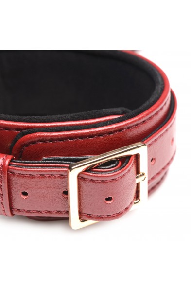 6 Piece Burgundy Bondage Set Burgundy Cuffs,  Collar and Leash