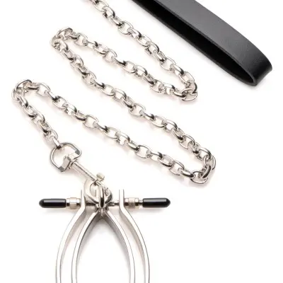 Pussy Tugger Adjustable Pussy Clamp With Leash -  Silver