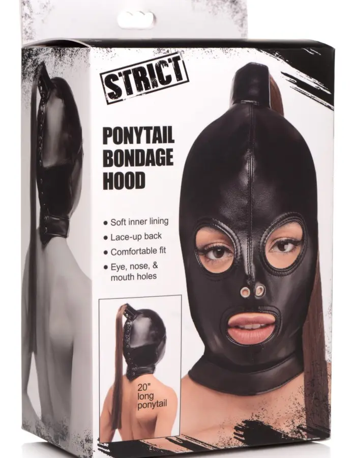 Ponytail Bondage Hood - Black