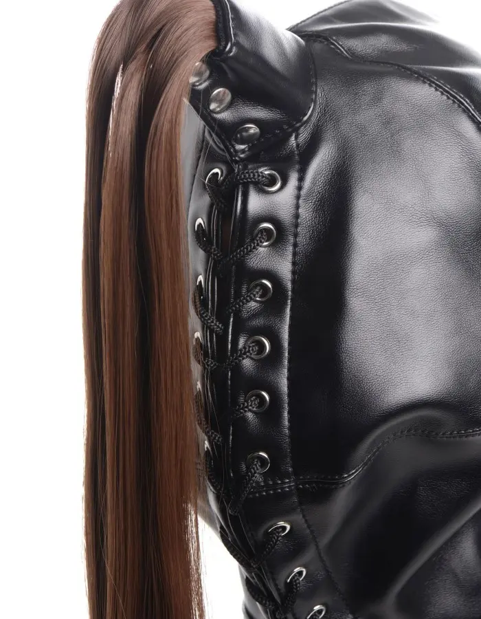 Ponytail Bondage Hood - Black