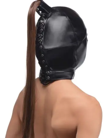 Ponytail Bondage Hood - Black