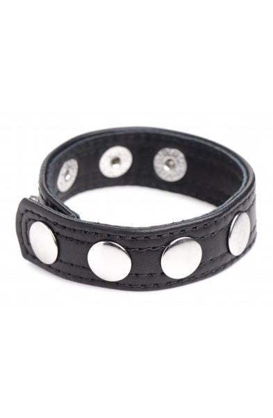 Cock Gear Leather Speed Snap Cock Ring - Black