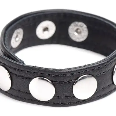 Cock Gear Leather Speed Snap Cock Ring - Black