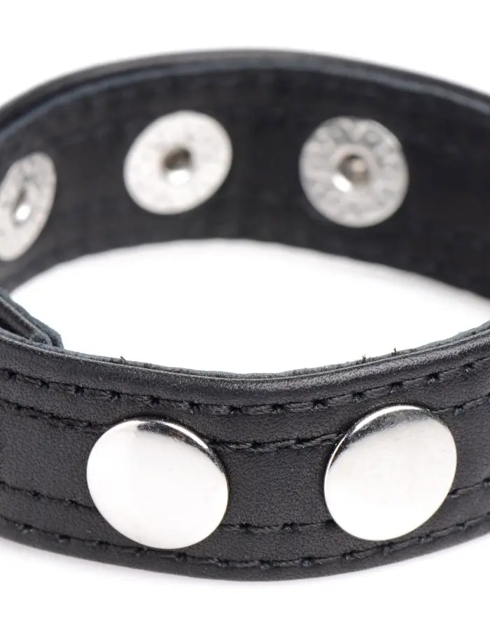 Cock Gear Leather Speed Snap Cock Ring - Black