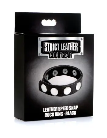 Cock Gear Leather Speed Snap Cock Ring - Black
