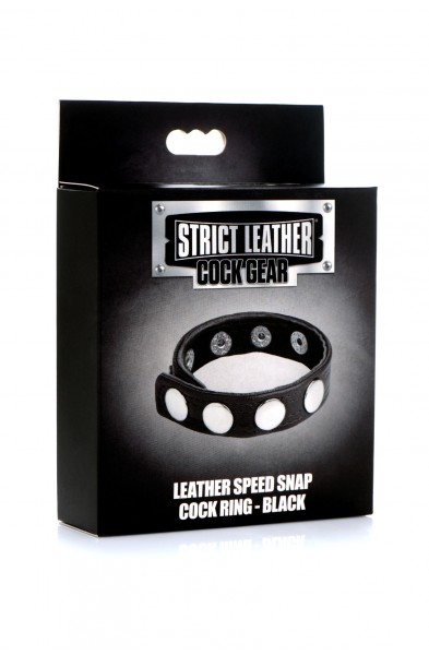 Cock Gear Leather Speed Snap Cock Ring - Black