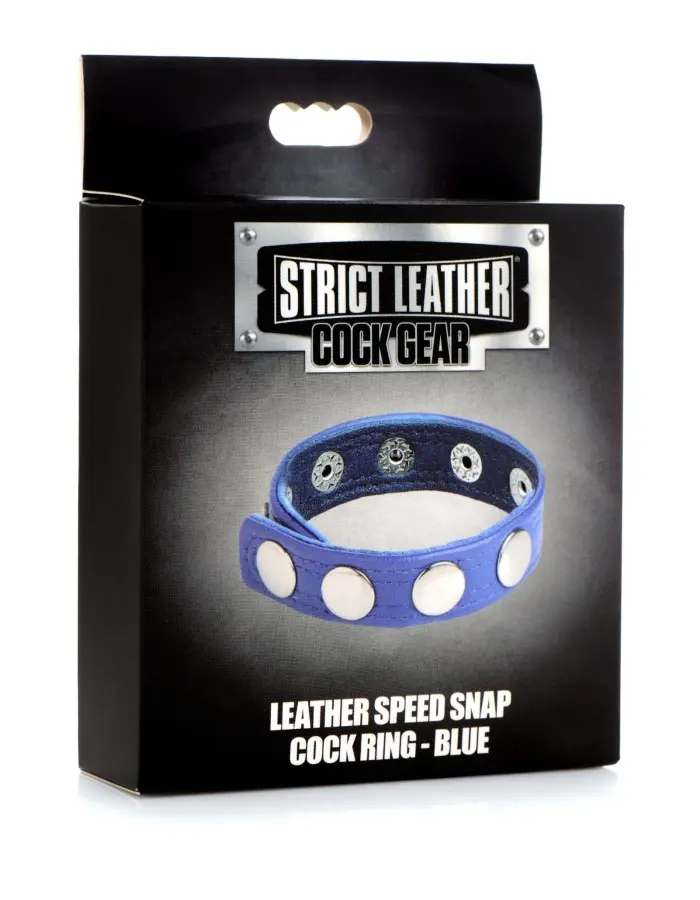 Cock Gear Leather Speed Snap Cock Ring - Blue