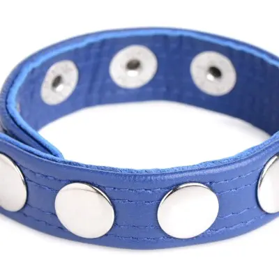 Cock Gear Leather Speed Snap Cock Ring - Blue