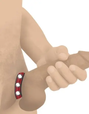 Cock Gear Leather Speed Snap Cock Ring - Red