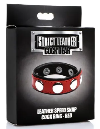 Cock Gear Leather Speed Snap Cock Ring - Red