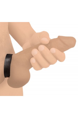 Leather and Velcro Cock Ring - Black