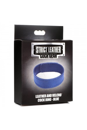 Leather and Velcro Cock Ring - Blue