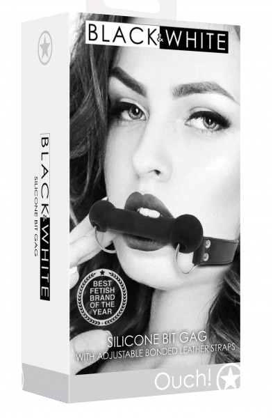 Silicone Bit Gag With Adjustable Bonded Leather  Straps - Black