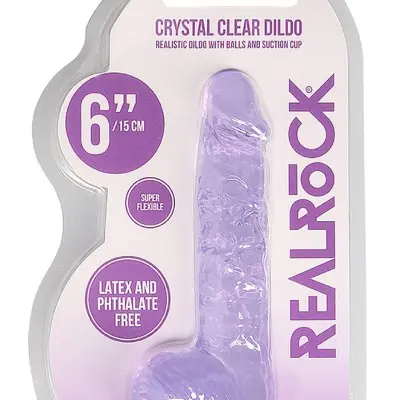 6 Inch Realistic Dildo With Balls - Purple