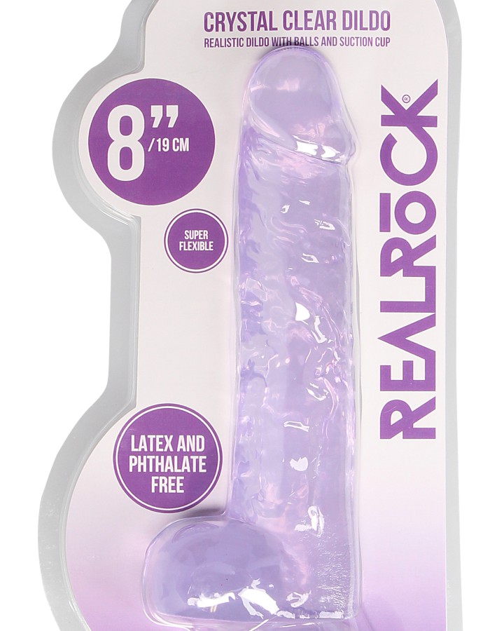 8 Inch Realistic Dildo With Balls - Purple