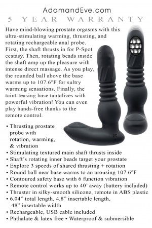 Adam's Warming and Rotating Prostate Thruster -  Black