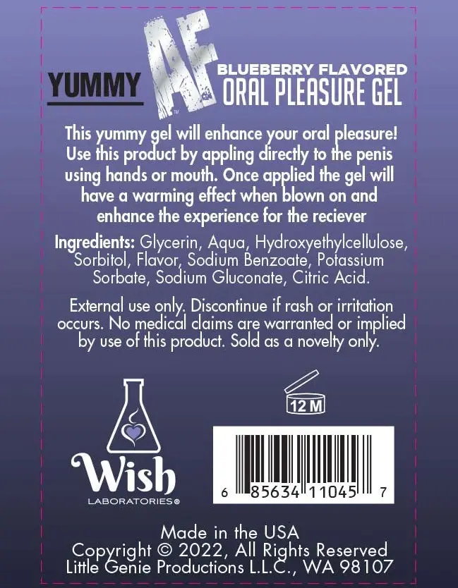 Yummy Af - Oral Pleasure Gel 2.2 Oz - Blueberry