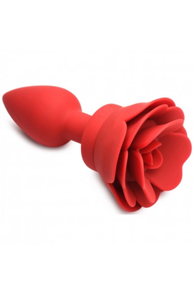 28x Silicone Vibrating Rose Anal Plug With Remote  - Medium