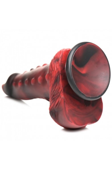 Lava Demon Thick Nubbed Silicone Dildo - Red/black