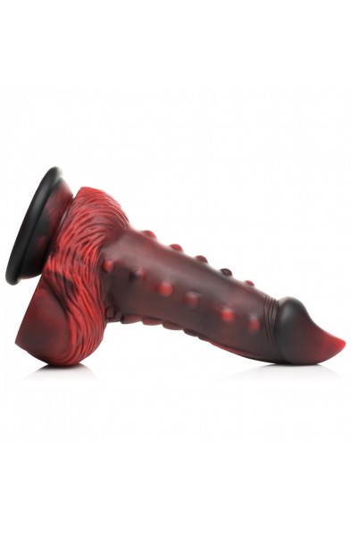 Lava Demon Thick Nubbed Silicone Dildo - Red/black