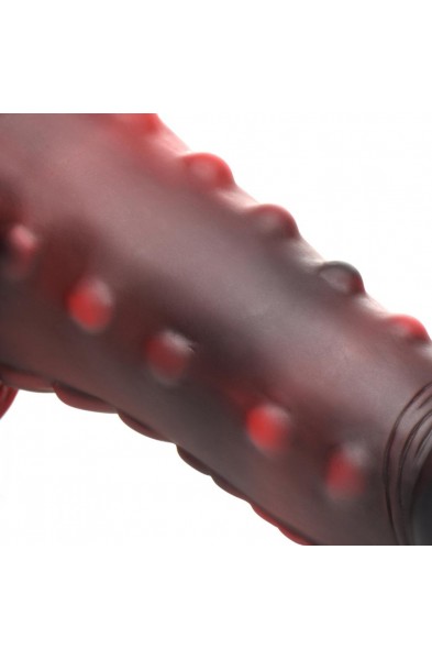 Lava Demon Thick Nubbed Silicone Dildo - Red/black