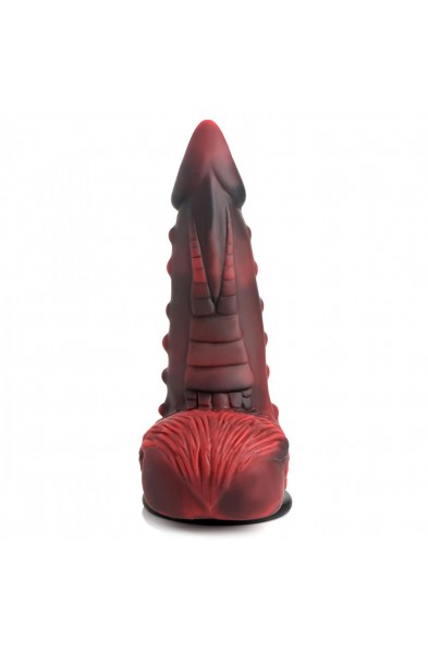 Lava Demon Thick Nubbed Silicone Dildo - Red/black