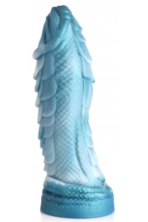 Sea Serpent Blue Scaly Silicone Dildo - Blue