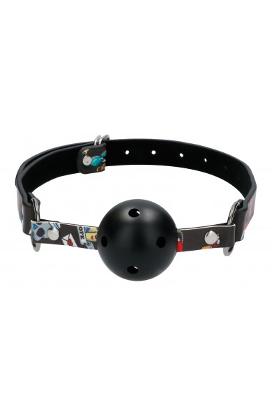 Breatheable Ball Gag - Old School Tattoo Style -  Black