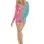 Long Sleeve Mini Dress - Queen Size - Neon Pink/turquoise