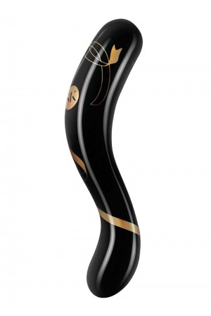 Secret Kisses - 7 Inch Handblown Double Ended  Dildo - Black