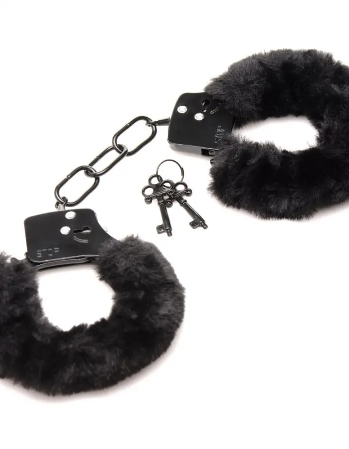 Cuffed in Fur Furry Handcuffs - Black