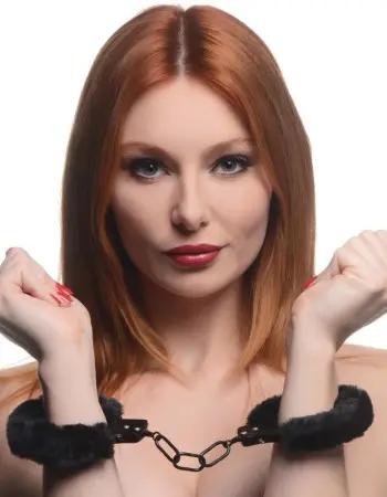 Cuffed in Fur Furry Handcuffs - Black